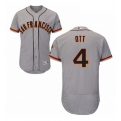 Mens Majestic San Francisco Giants 4 Mel Ott Grey Road Flex Base Authentic Collection MLB Jersey