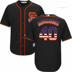 Mens Majestic San Francisco Giants 40 Madison Bumgarner Replica Black USA Flag Fashion MLB Jersey