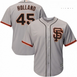 Mens Majestic San Francisco Giants 45 Derek Holland Replica Grey Road 2 Cool Base MLB Jersey 