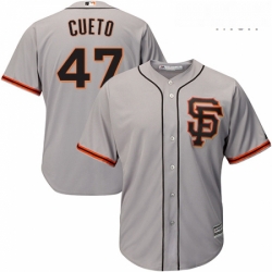 Mens Majestic San Francisco Giants 47 Johnny Cueto Replica Grey Road 2 Cool Base MLB Jersey