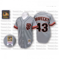 Mens Mitchell and Ness San Francisco Giants 43 Dave Dravecky Authentic Grey Throwback MLB Jersey