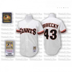 Mens Mitchell and Ness San Francisco Giants 43 Dave Dravecky Authentic White Throwback MLB Jersey