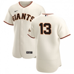 San Francisco Giants 13 Austin Slater Men Nike Cream Home 2020 Authentic Player MLB Jersey