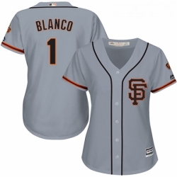 Womens Majestic San Francisco Giants 1 Gregor Blanco Replica Grey Road 2 Cool Base MLB Jersey 