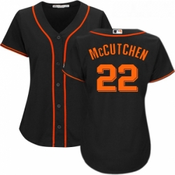 Womens Majestic San Francisco Giants 22 Andrew McCutchen Replica Black Alternate Cool Base MLB Jersey 