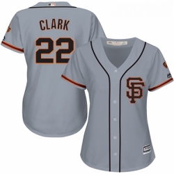 Womens Majestic San Francisco Giants 22 Will Clark Authentic Grey Road 2 Cool Base MLB Jersey