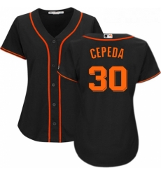 Womens Majestic San Francisco Giants 30 Orlando Cepeda Authentic Black Alternate Cool Base MLB Jersey