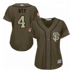 Womens Majestic San Francisco Giants 4 Mel Ott Replica Green Salute to Service MLB Jersey