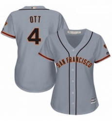 Womens Majestic San Francisco Giants 4 Mel Ott Replica Grey Road Cool Base MLB Jersey