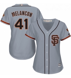 Womens Majestic San Francisco Giants 41 Mark Melancon Replica Grey Road Cool Base MLB Jersey