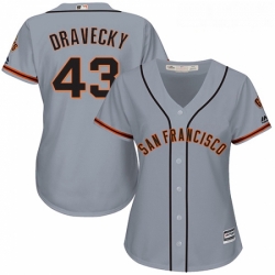 Womens Majestic San Francisco Giants 43 Dave Dravecky Authentic Grey Road Cool Base MLB Jersey