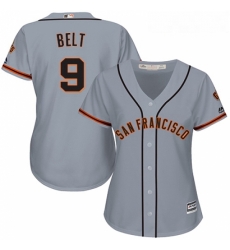 Womens Majestic San Francisco Giants 9 Brandon Belt Authentic Grey Road Cool Base MLB Jersey