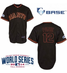 Youth Majestic San Francisco Giants 12 Joe Panik Authentic Black Cool Base w2014 World Series Patch MLB Jersey