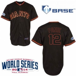 Youth Majestic San Francisco Giants 12 Joe Panik Authentic Black Cool Base w2014 World Series Patch MLB Jersey