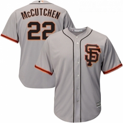 Youth Majestic San Francisco Giants 22 Andrew McCutchen Replica Grey Road 2 Cool Base MLB Jersey 