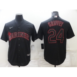 Men Seattle Mariners 24 Ken Griffey Black Shadow Cool Base Stitched Jersey