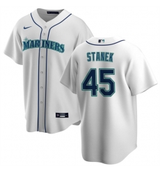 Men Seattle Mariners 45 Ryne Stanek White Cool Base Stitched Jersey