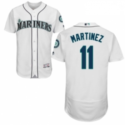 Mens Majestic Seattle Mariners 11 Edgar Martinez White Flexbase Authentic Collection MLB Jersey