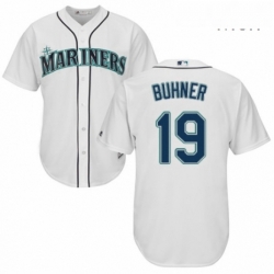 Mens Majestic Seattle Mariners 19 Jay Buhner Replica White Home Cool Base MLB Jersey 