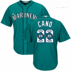 Mens Majestic Seattle Mariners 22 Robinson Cano Authentic Teal Green Team Logo Fashion Cool Base MLB Jersey