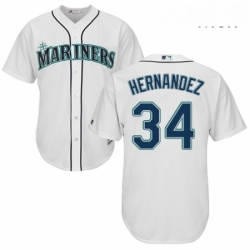 Mens Majestic Seattle Mariners 34 Felix Hernandez Replica White Home Cool Base MLB Jersey