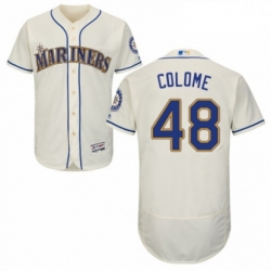 Mens Majestic Seattle Mariners 48 Alex Colome Cream Alternate Flex Base Authentic Collection MLB Jersey