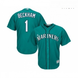 Mens Seattle Mariners 1 Tim Beckham Replica Teal Green Alternate Cool Base Baseball Jersey 