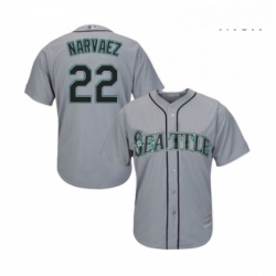 Mens Seattle Mariners 22 Omar Narvaez Replica Grey Road Cool Base Baseball Jersey 