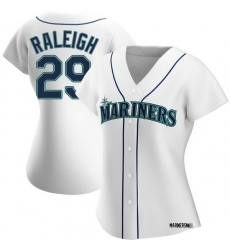 Women Seattle Mariners 29 Cal Raleigh  white Authentic Alternate Jerseys