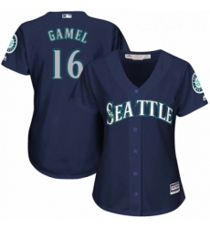 Womens Majestic Seattle Mariners 16 Ben Gamel Replica Navy Blue Alternate 2 Cool Base MLB Jersey 