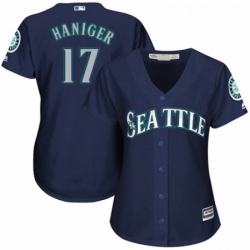 Womens Majestic Seattle Mariners 17 Mitch Haniger Replica Navy Blue Alternate 2 Cool Base MLB Jersey 