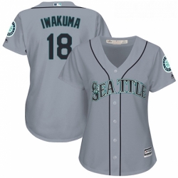 Womens Majestic Seattle Mariners 18 Hisashi Iwakuma Replica Grey Road Cool Base MLB Jersey