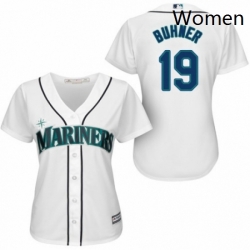 Womens Majestic Seattle Mariners 19 Jay Buhner Authentic White Home Cool Base MLB Jersey 