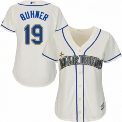 Womens Majestic Seattle Mariners 19 Jay Buhner Replica Cream Alternate Cool Base MLB Jersey 