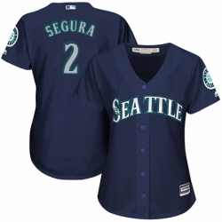 Womens Majestic Seattle Mariners 2 Jean Segura Authentic Navy Blue Alternate 2 Cool Base MLB Jersey