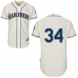 Womens Majestic Seattle Mariners 34 Felix Hernandez Replica Cream Alternate Cool Base MLB Jersey