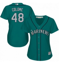 Womens Majestic Seattle Mariners 48 Alex Colome Authentic Teal Green Alternate Cool Base MLB Jersey 