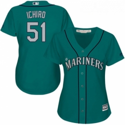 Womens Majestic Seattle Mariners 51 Ichiro Suzuki Replica Teal Green Alternate Cool Base MLB Jersey