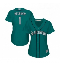 Womens Seattle Mariners 1 Tim Beckham Replica Teal Green Alternate Cool Base Baseball Jersey 