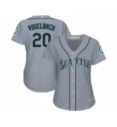 Womens Seattle Mariners 20 Dan Vogelbach Replica Grey Road Cool Base Baseball Jersey 