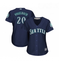 Womens Seattle Mariners 20 Dan Vogelbach Replica Navy Blue Alternate 2 Cool Base Baseball Jersey 