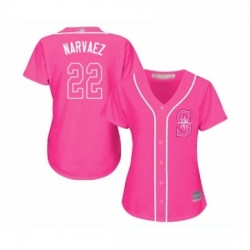 Womens Seattle Mariners 22 Omar Narvaez Replica Pink Fashion Cool Base Baseball Jersey 