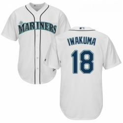 Youth Majestic Seattle Mariners 18 Hisashi Iwakuma Authentic White Home Cool Base MLB Jersey