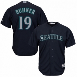 Youth Majestic Seattle Mariners 19 Jay Buhner Authentic Navy Blue Alternate 2 Cool Base MLB Jersey 