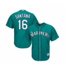 Youth Seattle Mariners 16 Domingo Santana Replica Teal Green Alternate Cool Base Baseball Jersey 