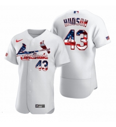 Men St  Louis St.Louis Cardinals 43 Dakota Hudson Men Nike White Fluttering USA Flag Limited Edition Flex Base MLB Jersey