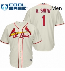 Mens Majestic St Louis Cardinals 1 Ozzie Smith Replica Cream Alternate Cool Base MLB Jersey