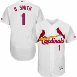 Mens Majestic St Louis Cardinals 1 Ozzie Smith White Home Flex Base Authentic Collection MLB Jersey