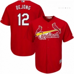 Mens Majestic St Louis Cardinals 12 Paul DeJong Replica Red Alternate Cool Base MLB Jersey 