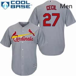 Mens Majestic St Louis Cardinals 27 Brett Cecil Replica Grey Road Cool Base MLB Jersey 